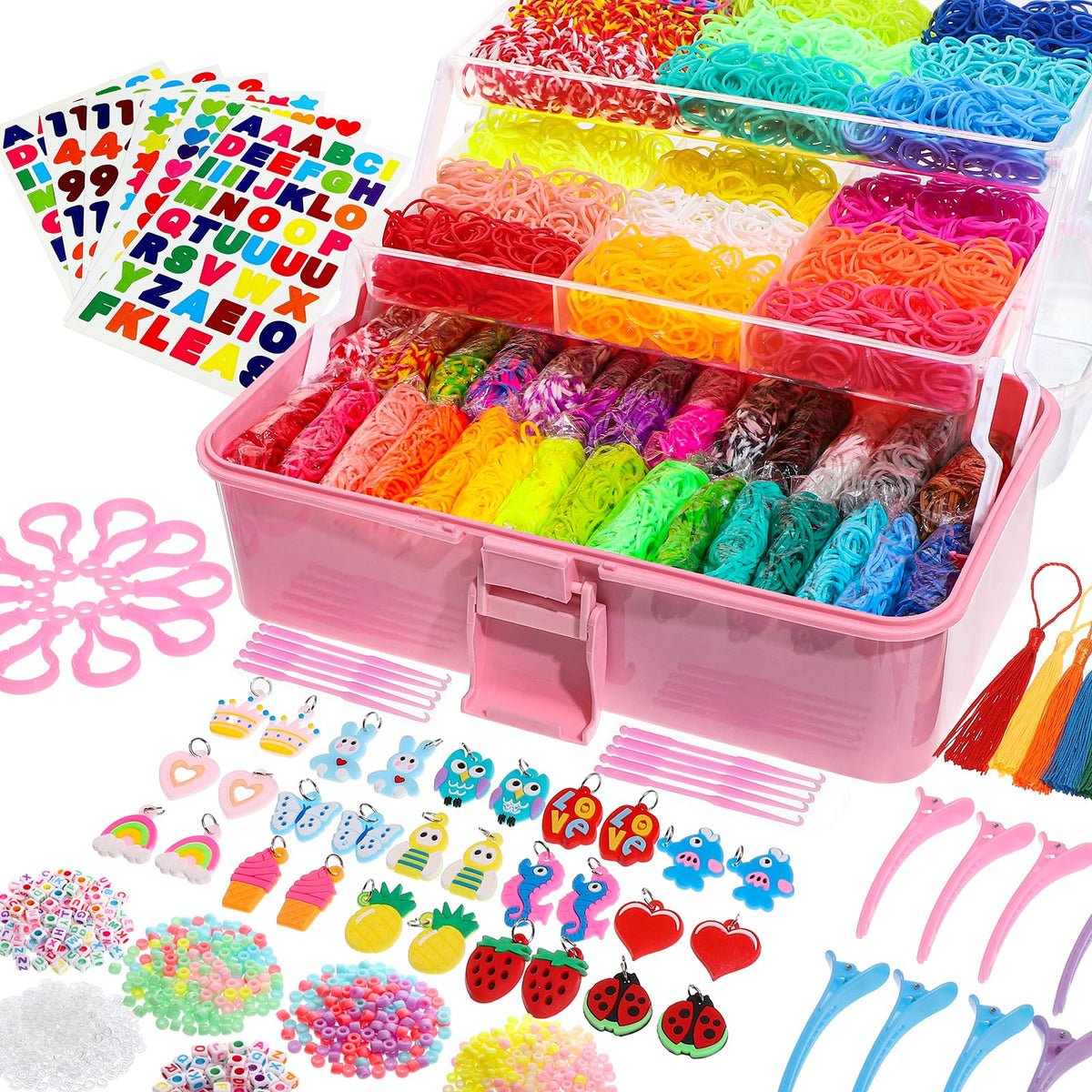 obeoby 15000+ rubber bands in vibrant colors for bracelets and DIY crafts.