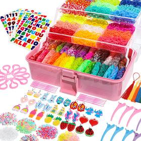 obeoby 15000+ rubber bands in vibrant colors for bracelets and DIY crafts.