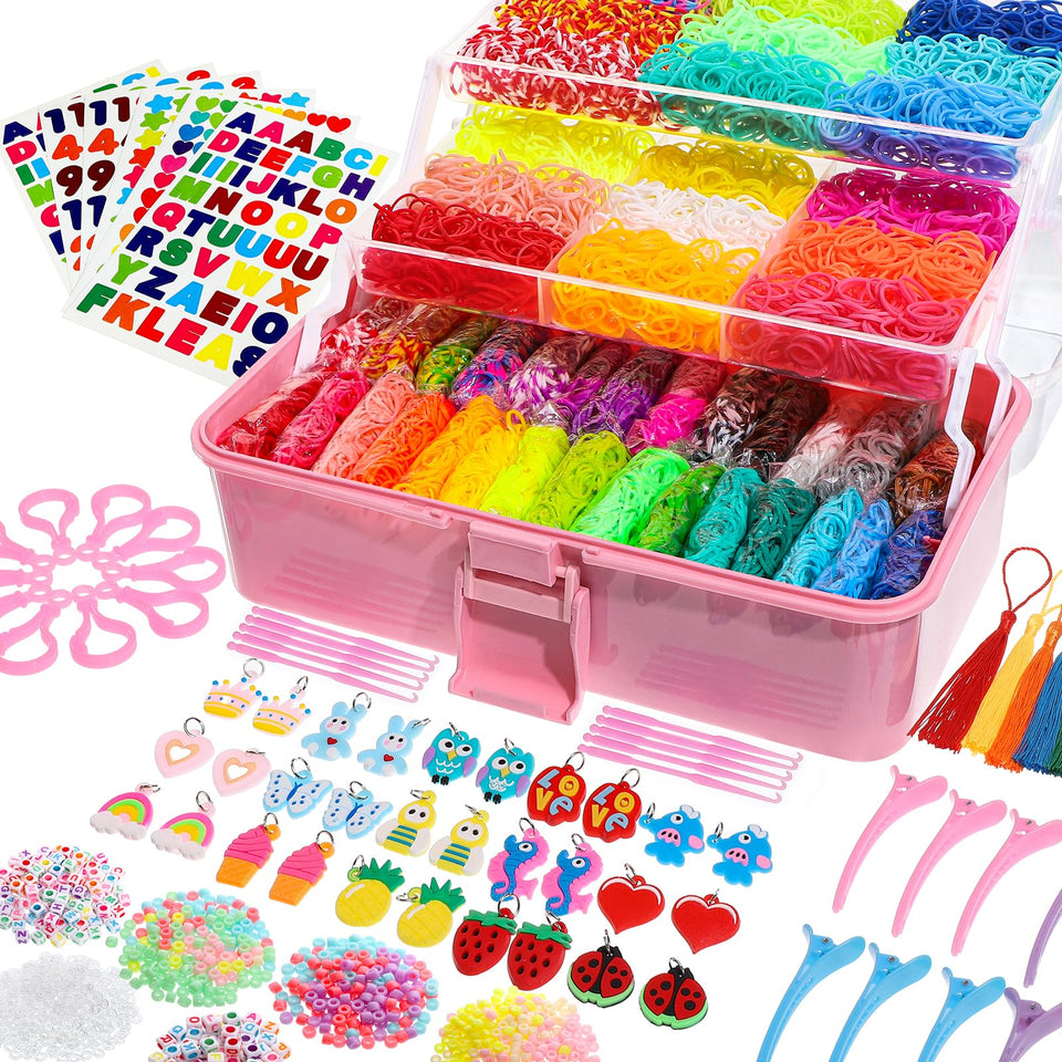 obeoby 15000+ rubber bands in vibrant colors for bracelets and DIY crafts.