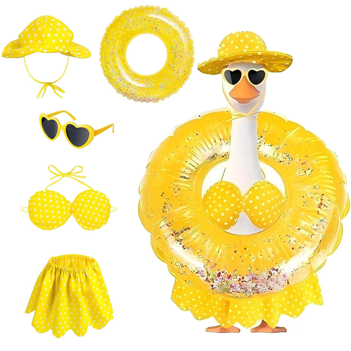 OBILAN porch goose outfit with yellow bikini for a bright yard display