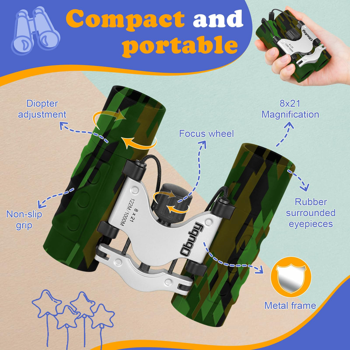 OBUBY binoculars improve bird watching with a wide viewing field.