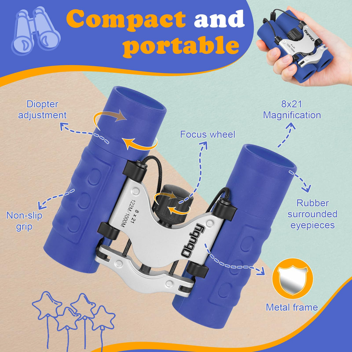 OBUBY binoculars are shockproof with rugged exterior for safe outdoor moments