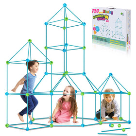 OBUBY fort-building kit shows 75 sticks for creative forts.
