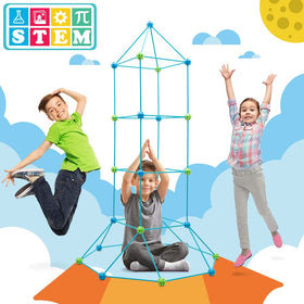 OBUBY blue balls pair with sticks to form stable structures.