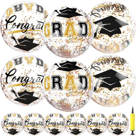 OBUSATT congrats grad ball 16inch with black gold glitter for standout party decor