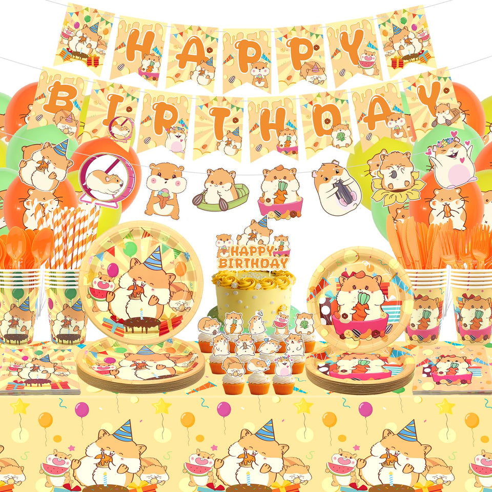 Obussgar hamster happy birthday banner adds cheerful focal point for party decor