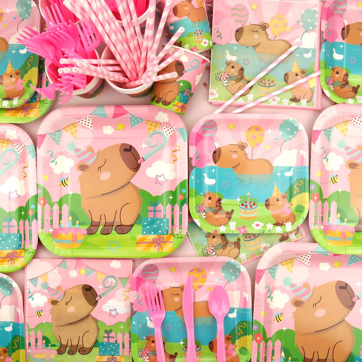 Obussgar Pink Capybara balloons bring color and celebration to the room.