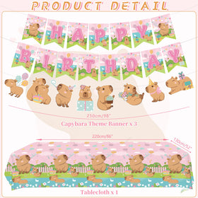 Obussgar Pink Capybara cake topper enhances the centerpiece with whimsy.