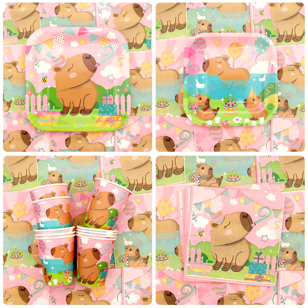Obussgar Pink Capybara cupcake toppers decorate treats with playful flair.