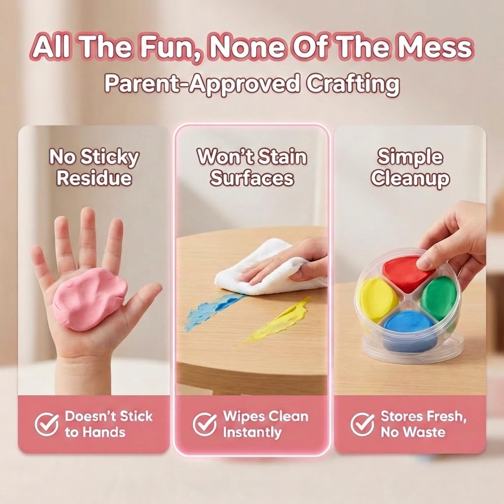 OBVIO HOME mess-free clay kit demonstrates easy cleanup with plain water.