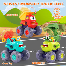OCATO Monster Truck Dump Truck toy with big wheels for easy grip.