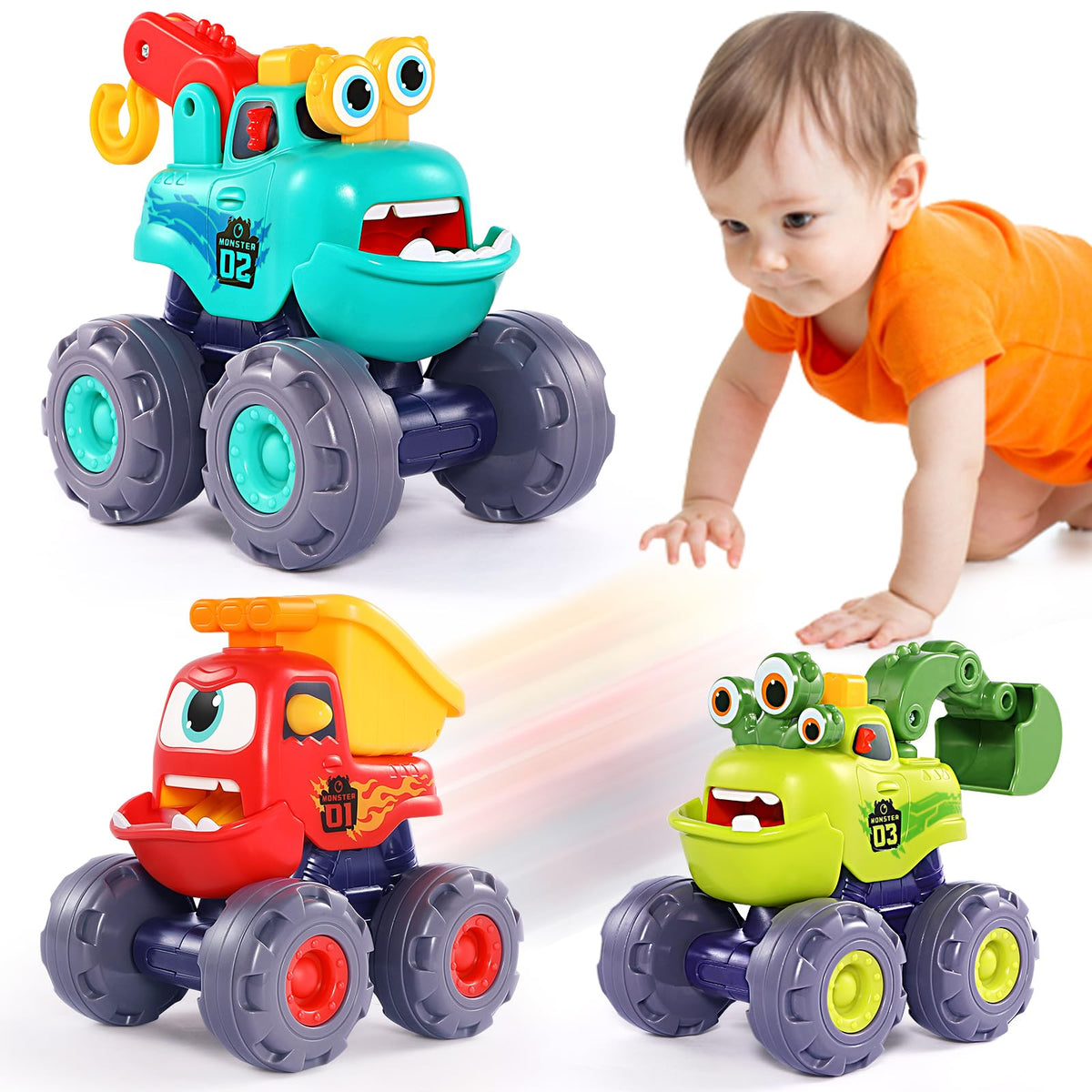 OCATO Monster Truck Excavator toy inspires imaginative play with bright details.