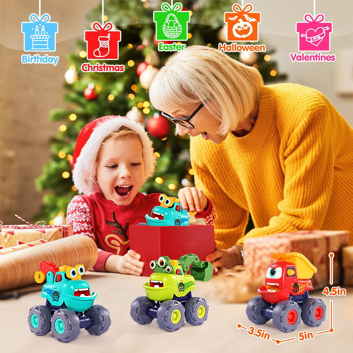 OCATO Monster Truck Gift Box packaging makes a ready-to-gift set.