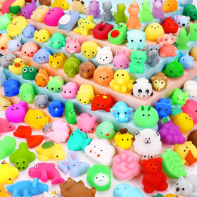 OCATO 130-piece squishy toy collection for classroom prizes and party favors.