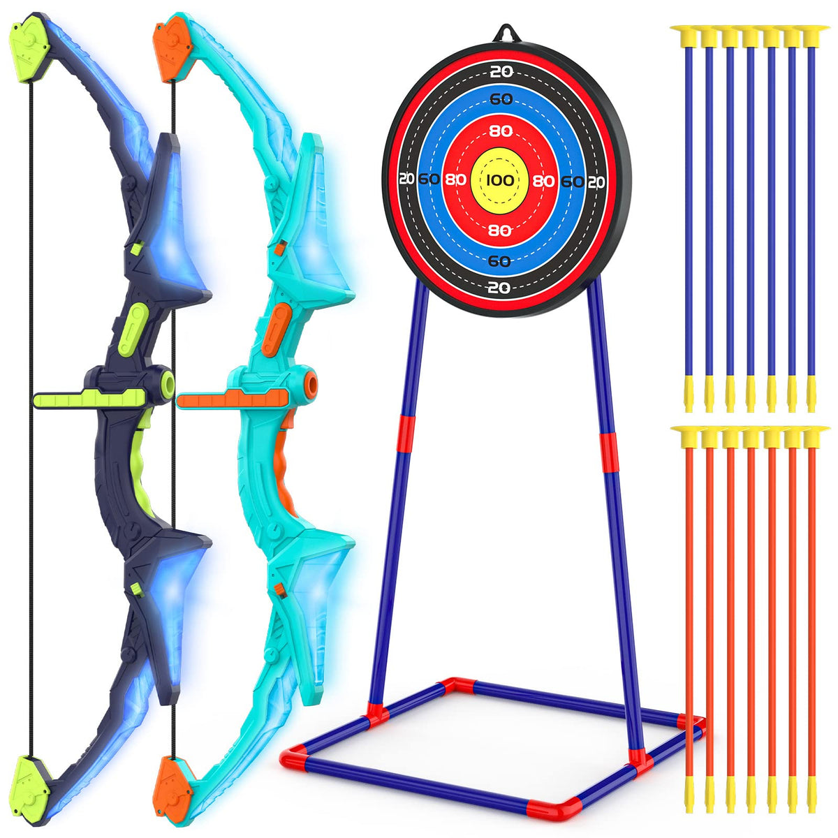 Ocditikl bow and arrow set with glowing bows for night play
