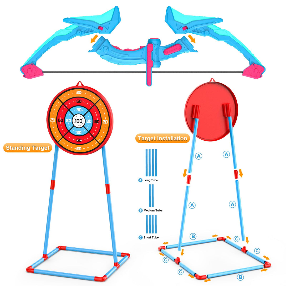 Ocditikl standing target for quick setup and family-friendly archery fun.