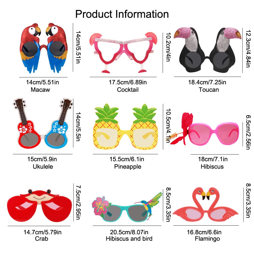 Ocean Line Luau sunglasses Hawaiian party props with bold colors for photos.