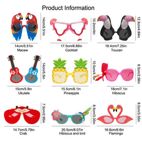 Ocean Line Luau sunglasses Hawaiian party props with bold colors for photos.