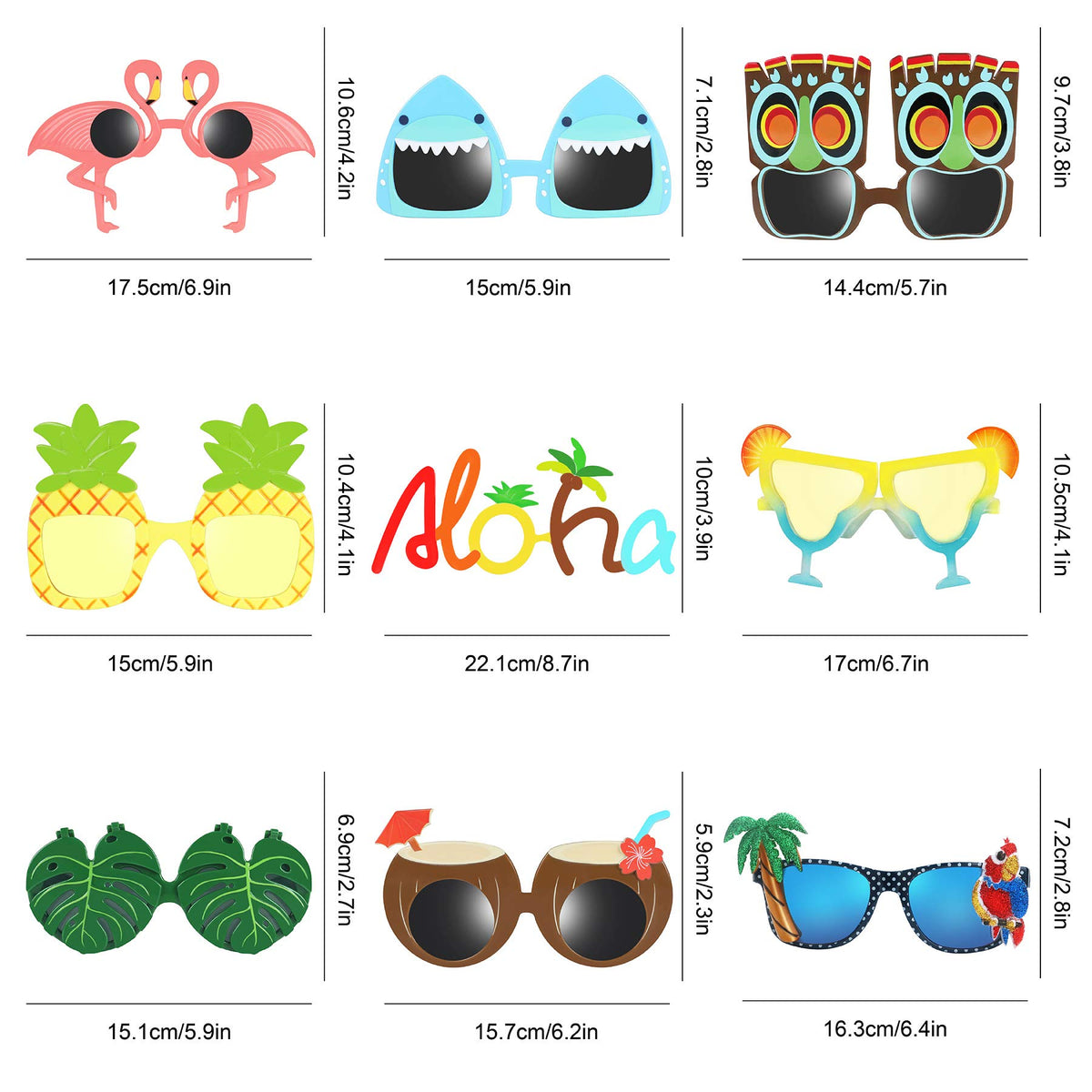 Ocean Line Luau sunglasses with UV400 lenses offer eye protection during sunny celebrations.