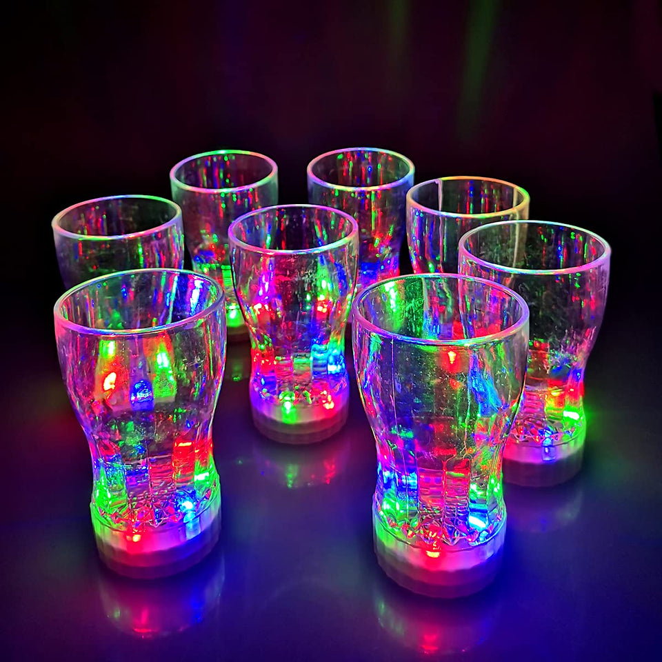 OceanWings 12-pack large LED glow cups on table for vibrant party ambiance