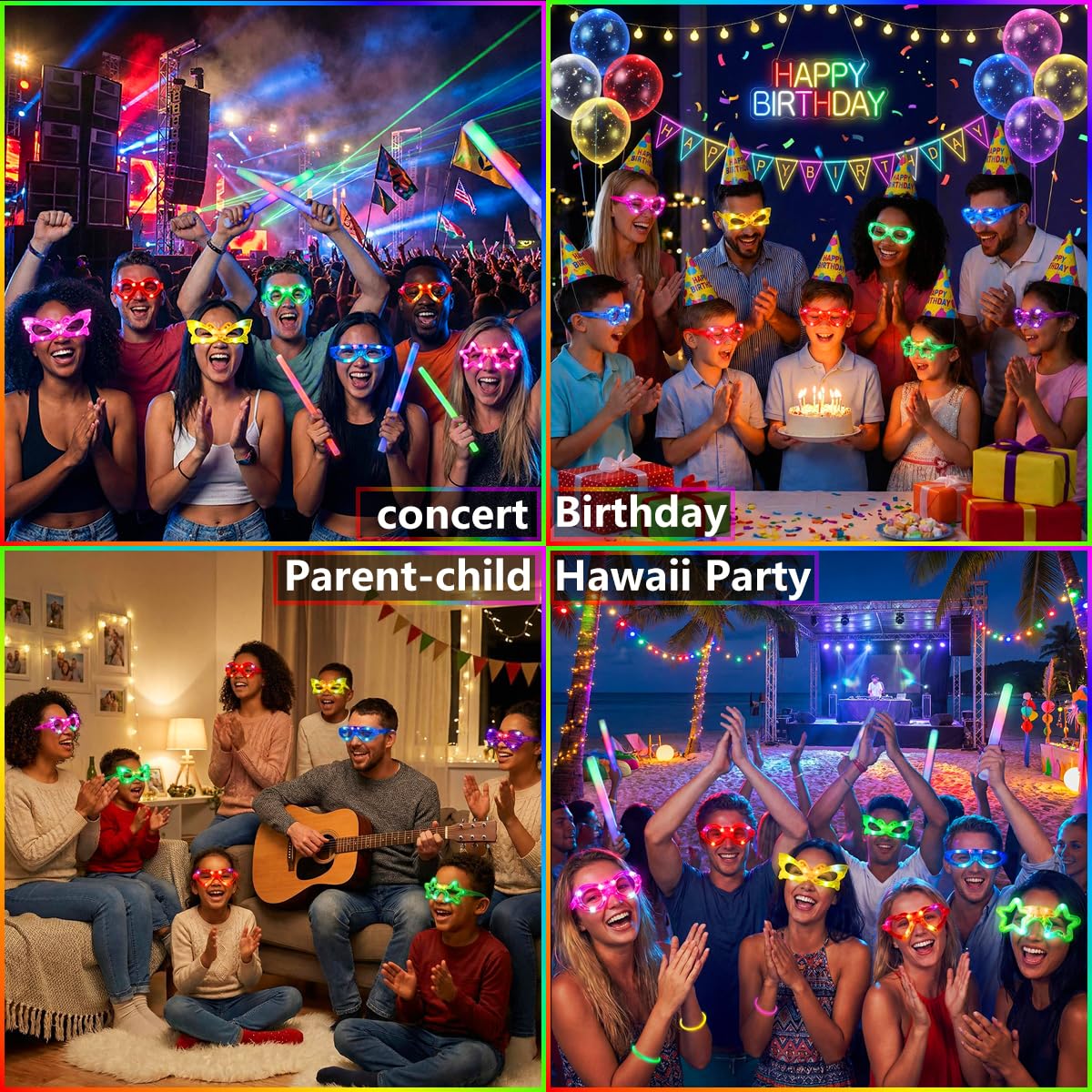 OceanWings LED glasses in ellipse shape for dancing lights