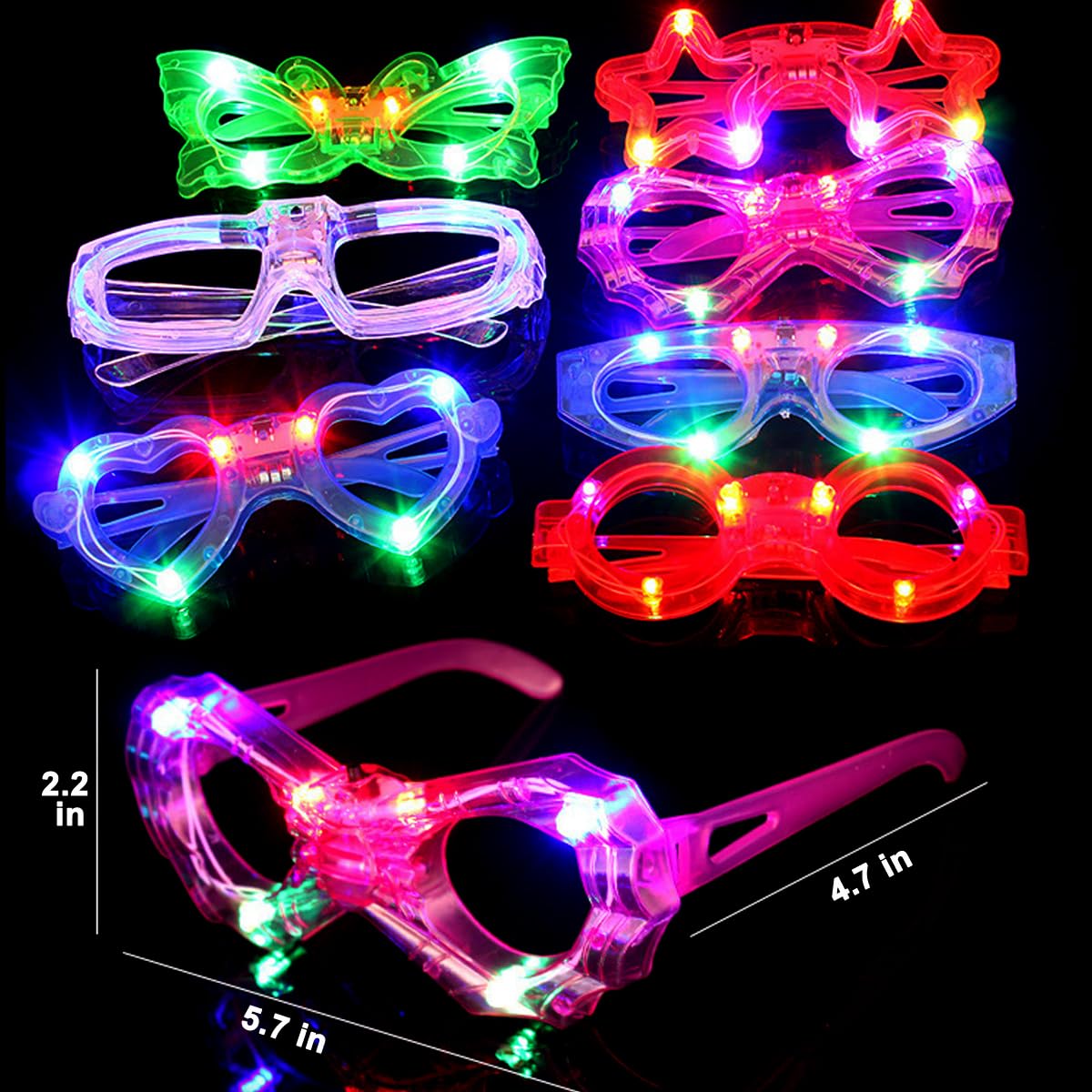 OceanWings LED glasses in heart shape for celebrations