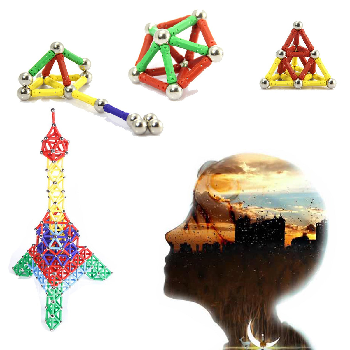 Ocensmice magnetic bar and ball play supports collaborative building sessions for kids.