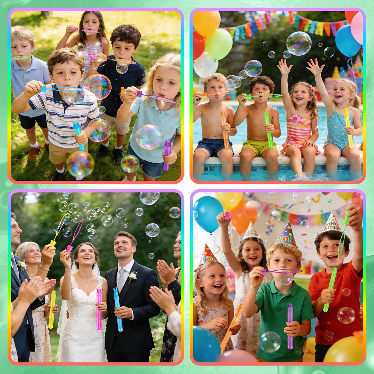 OCHIDO bubbles in action showcase vivid colors and continuous bubble trails.