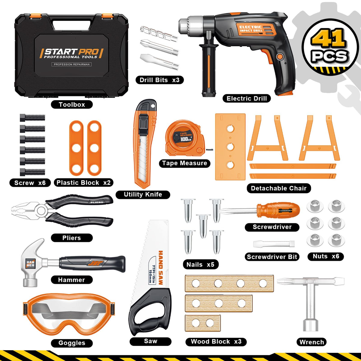 OCHIDO durable ABS plastic tools built for long-lasting play.