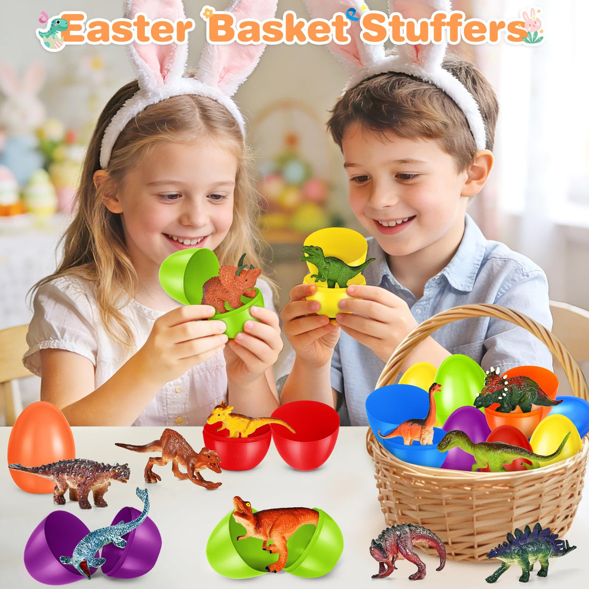 ochido easter basket stuffers featuring colorful dinosaur toys for imagination.