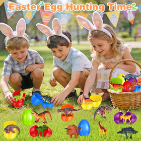 ochido easter egg hunt supplies with dinosaur toys for kids.