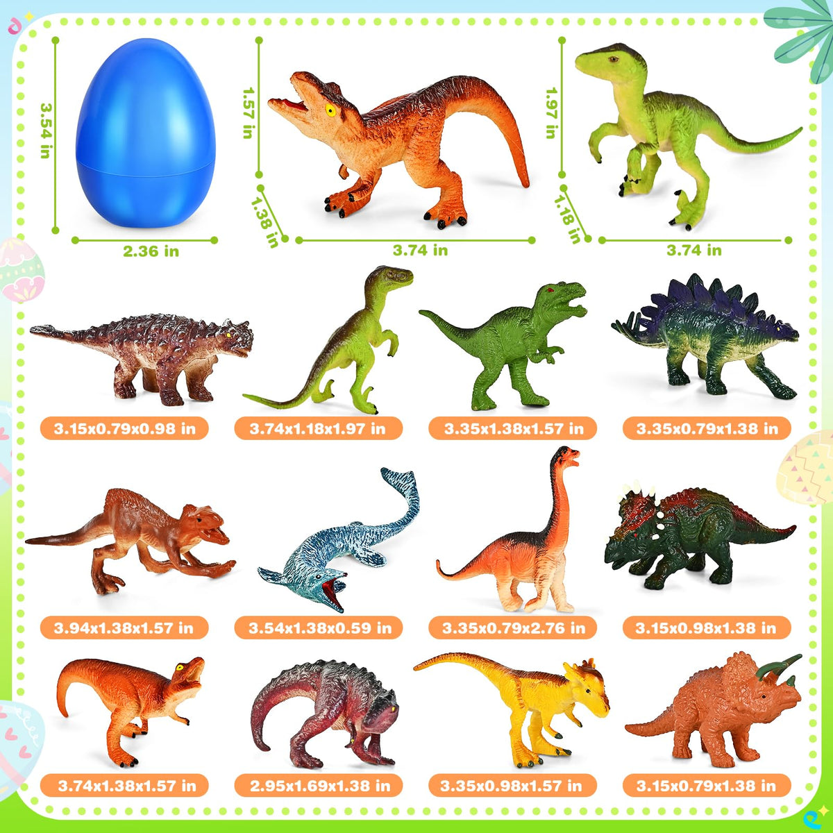 ochido easter party favors featuring dinosaur toys for celebrations.