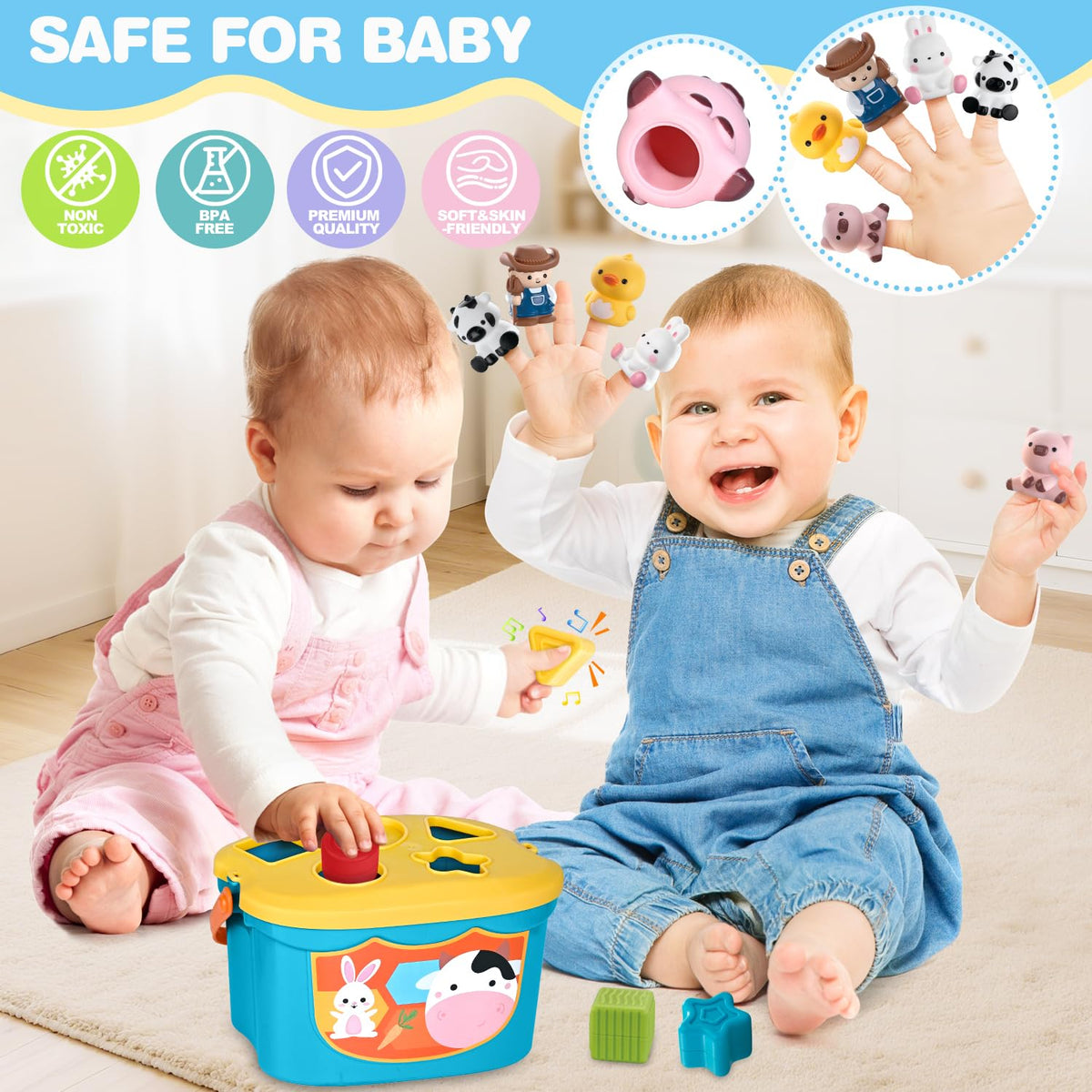 OCHIDO farm animal finger puppets for imaginative play and language development