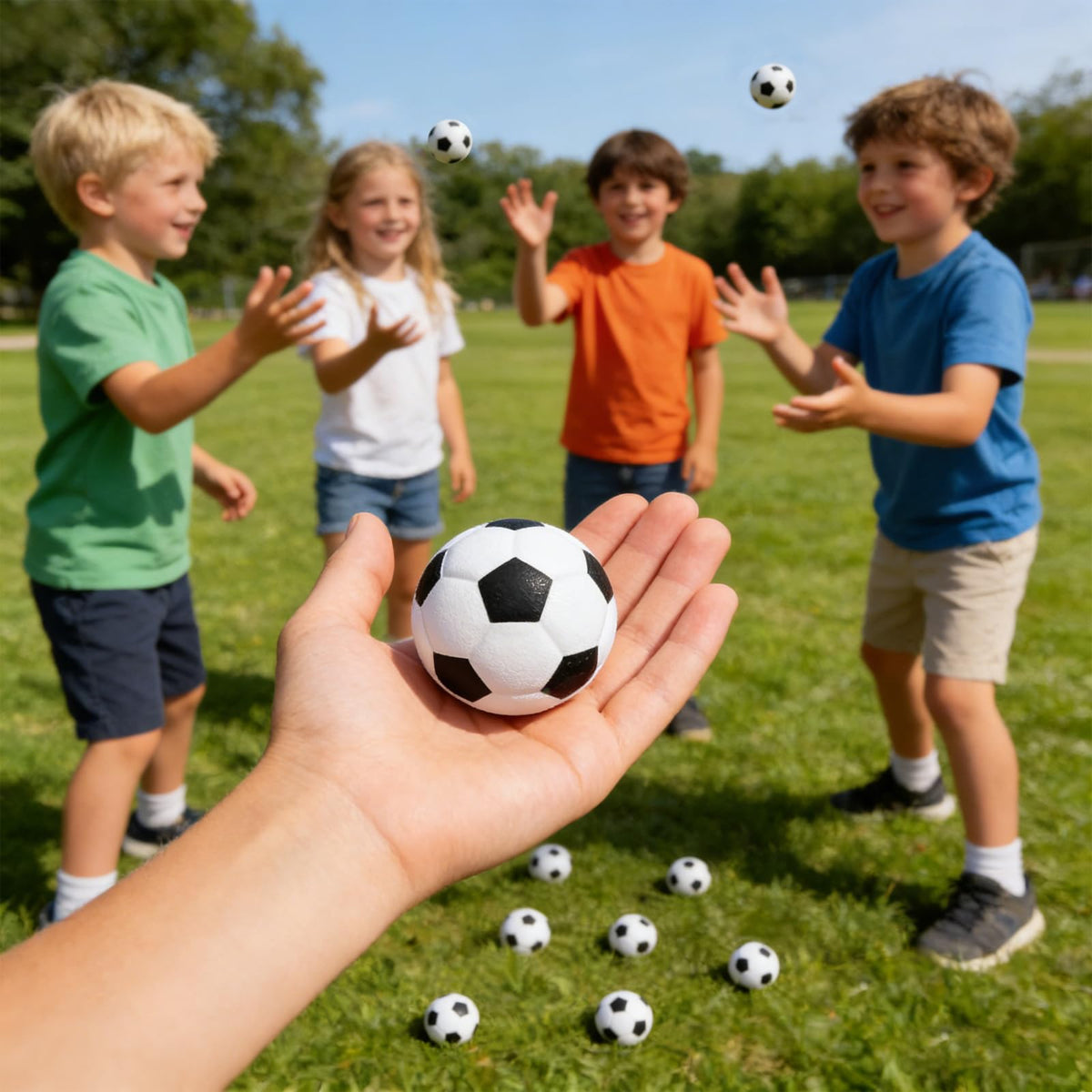 OCJEKSA 2-inch foam soccer ball: light to toss, great hand-eye coordination practice.