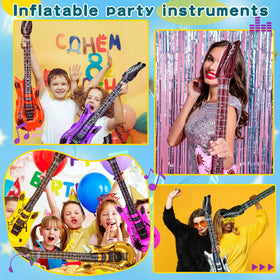 Octaday colorful inflatables brighten parties with vibrant guitar shapes.