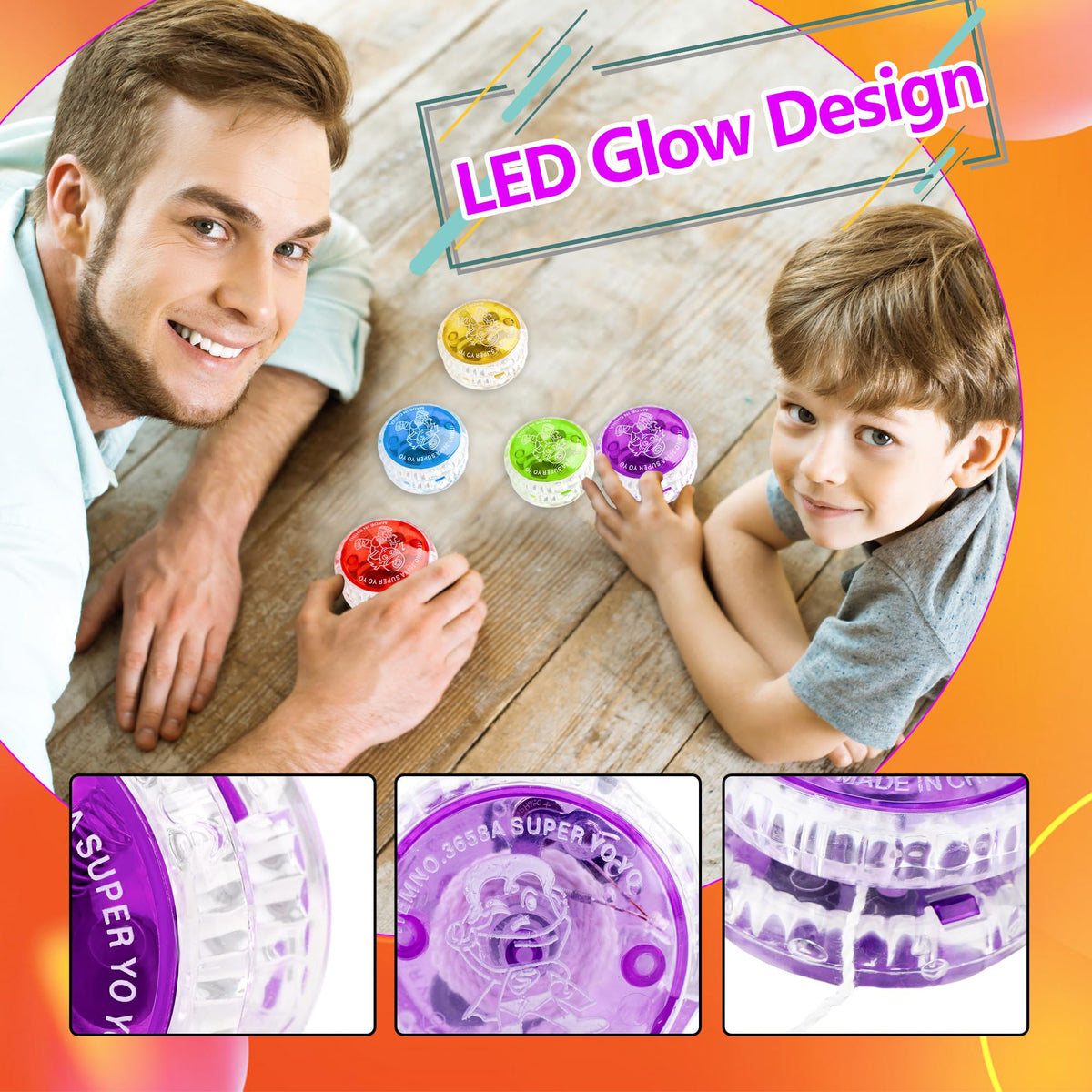 Octaday yellow light-up yoyo ball designed for beginners improving coordination.