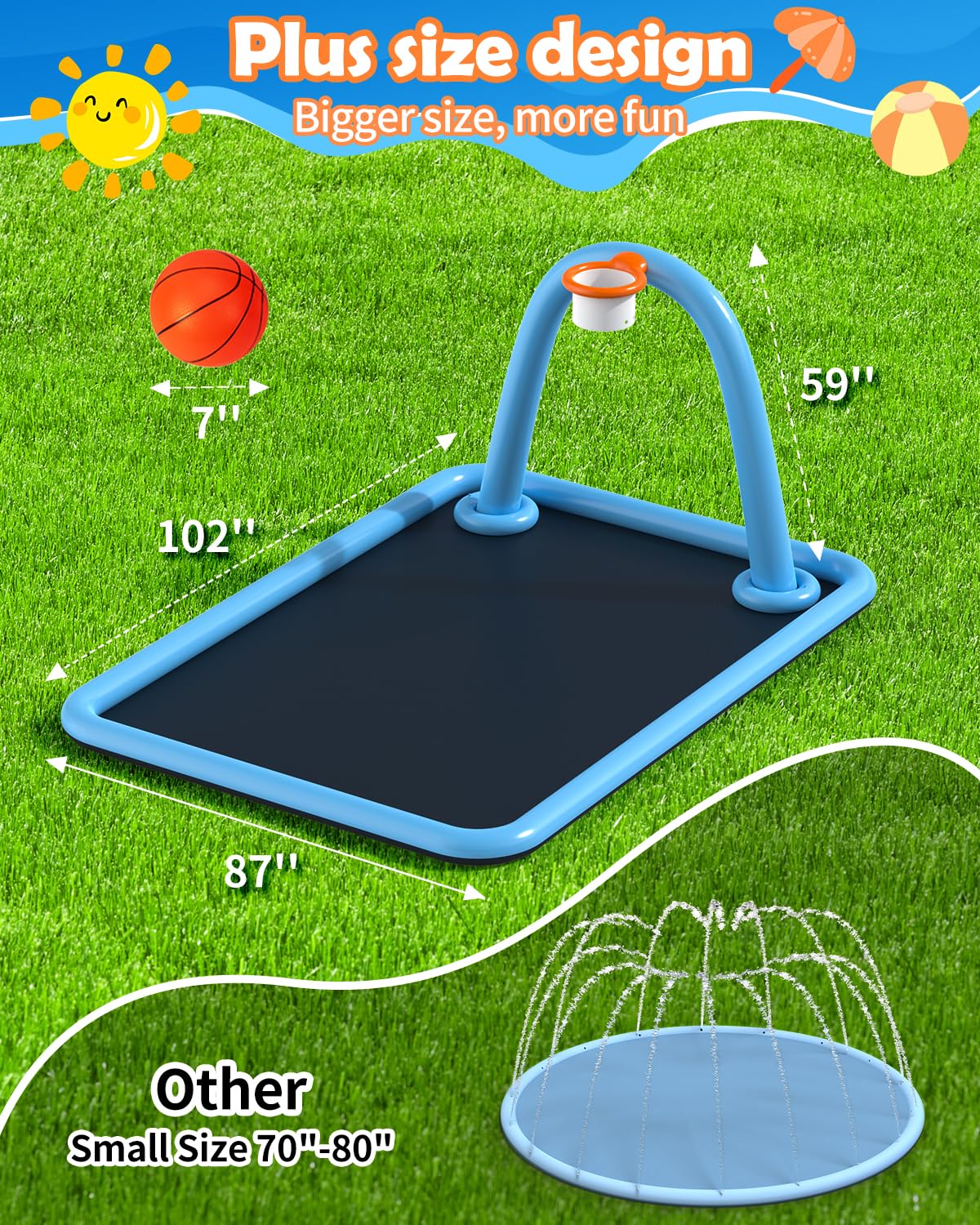Octaplay splash pad non-slip textured PVC keeps little feet secure.