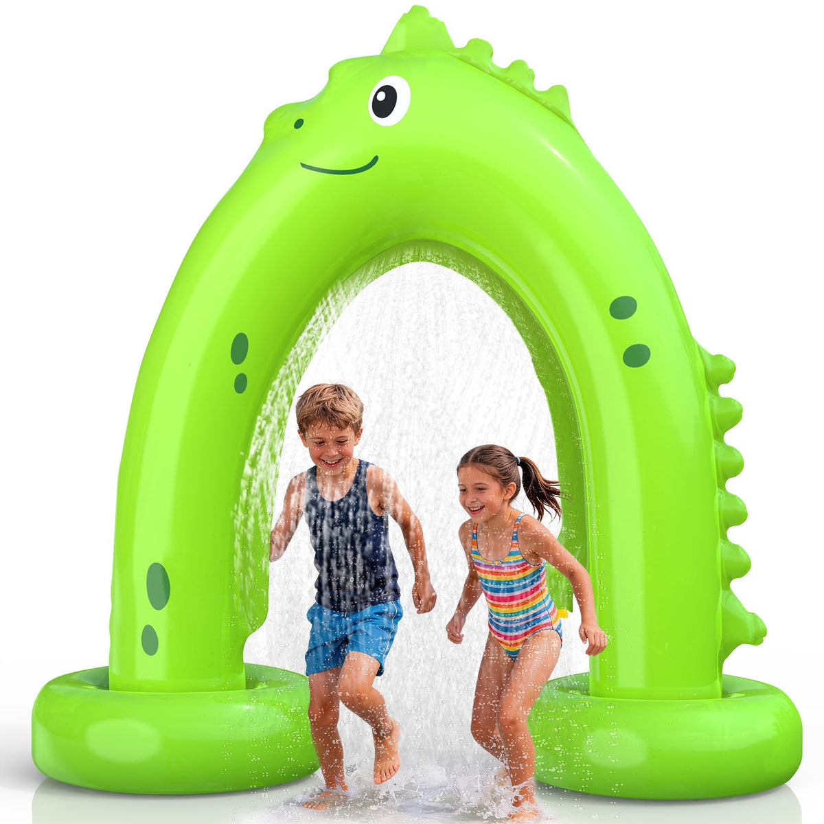 Octaplay sprinkler arch spraying water for outdoor play and summer fun
