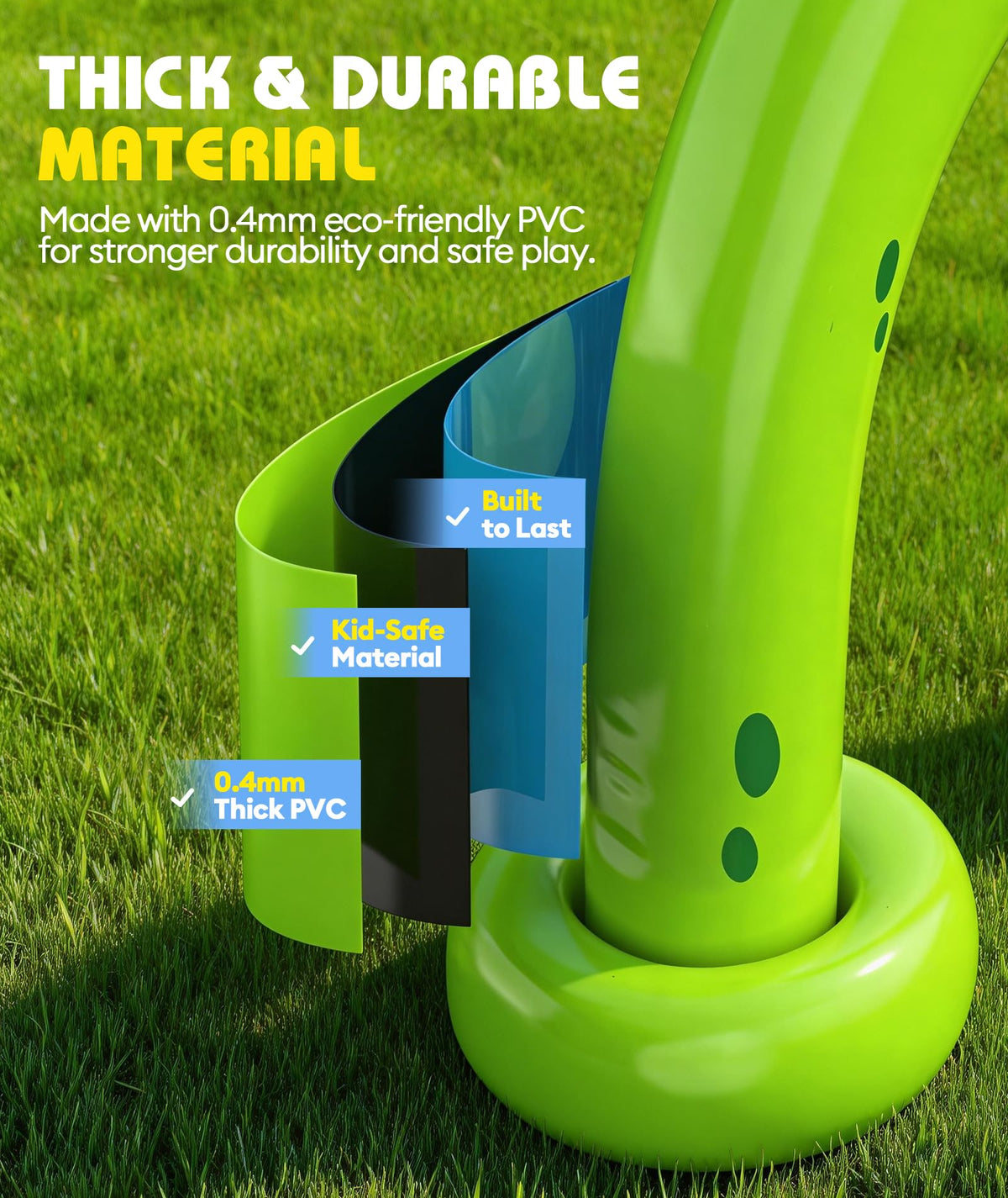 Close-up of Octaplay PVC material showing durability for outdoor use