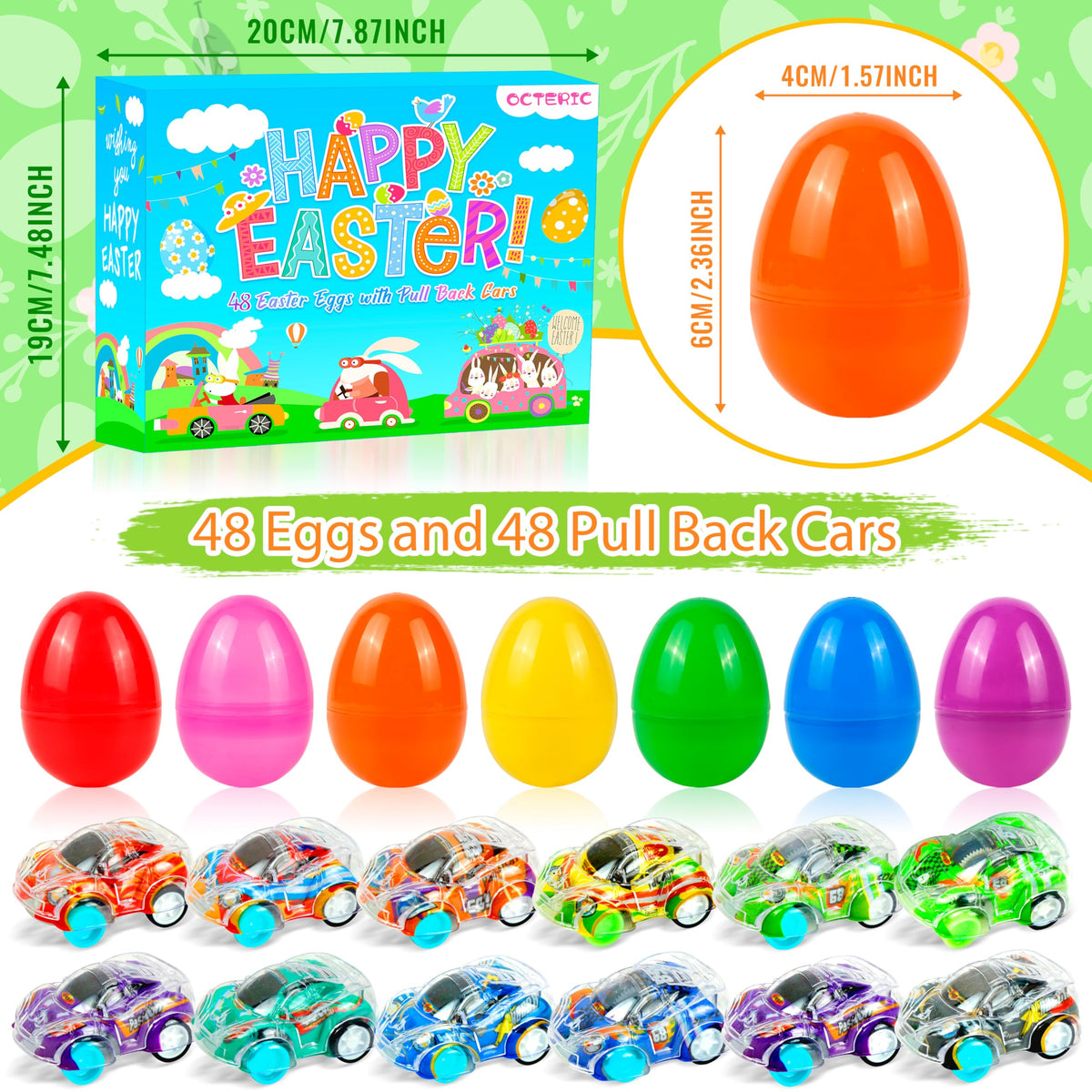 OCTERIC 48-pack eggs with bright colors for Easter hunts