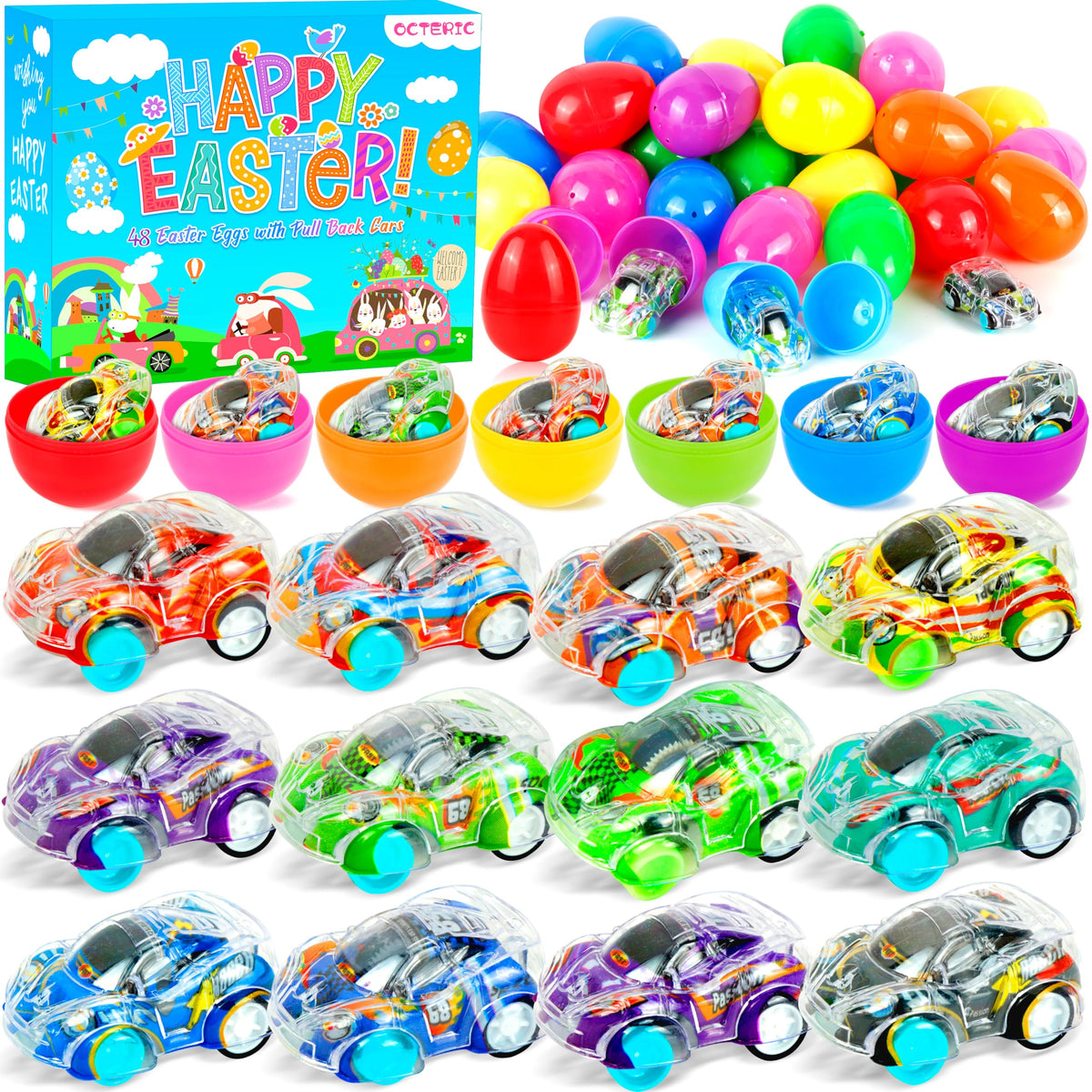 OCTERIC Easter egg with pull-back car inside for active play