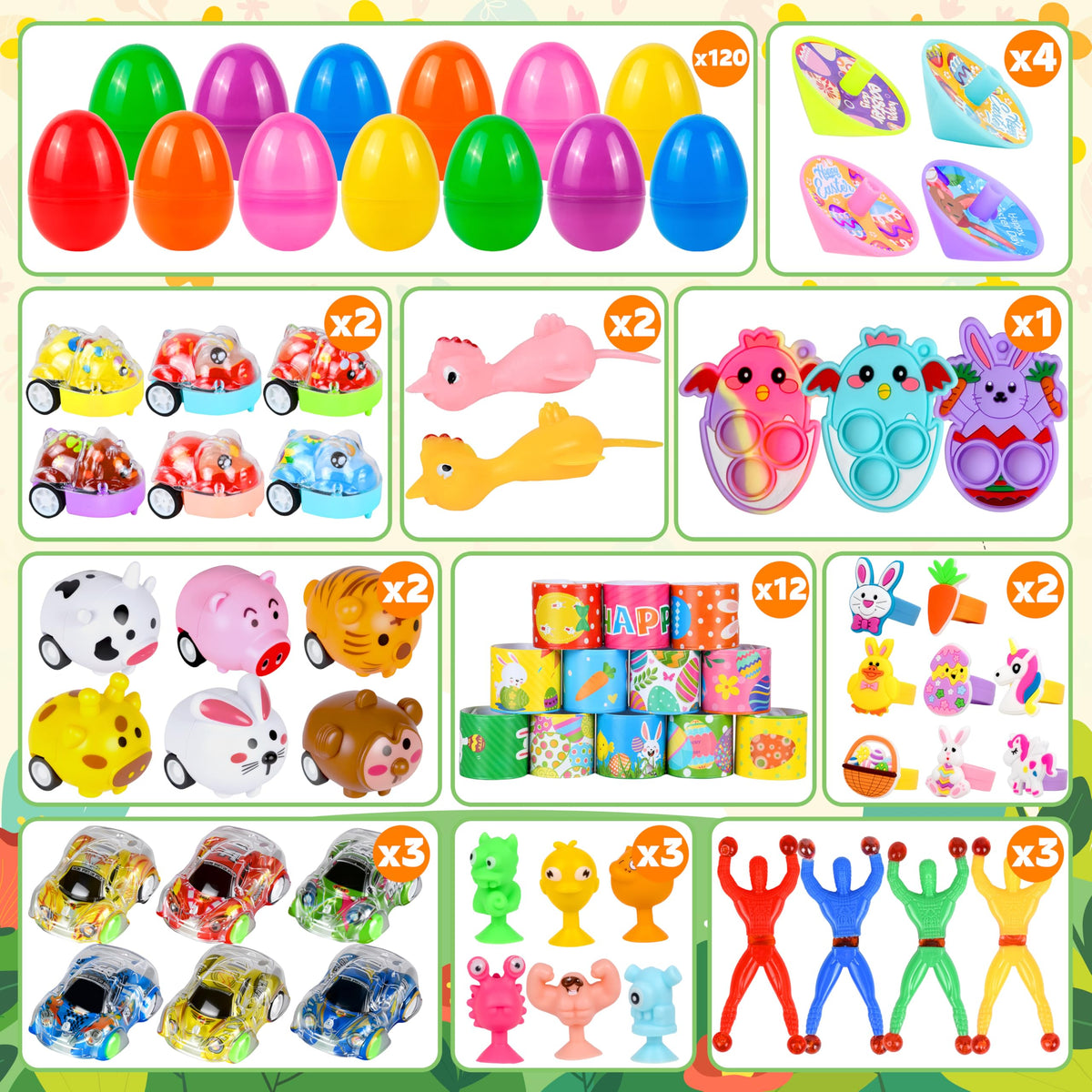 OCTERIC Easter eggs filled with toys and stickers for exciting party favors