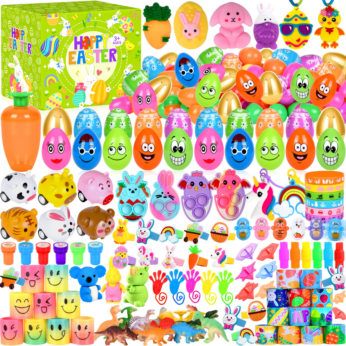 OCTERIC 330Pcs Easter eggs set with prefilled contents for kid-friendly egg hunts