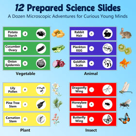 Odatay included 12 prepared slides enable quick science exploration.
