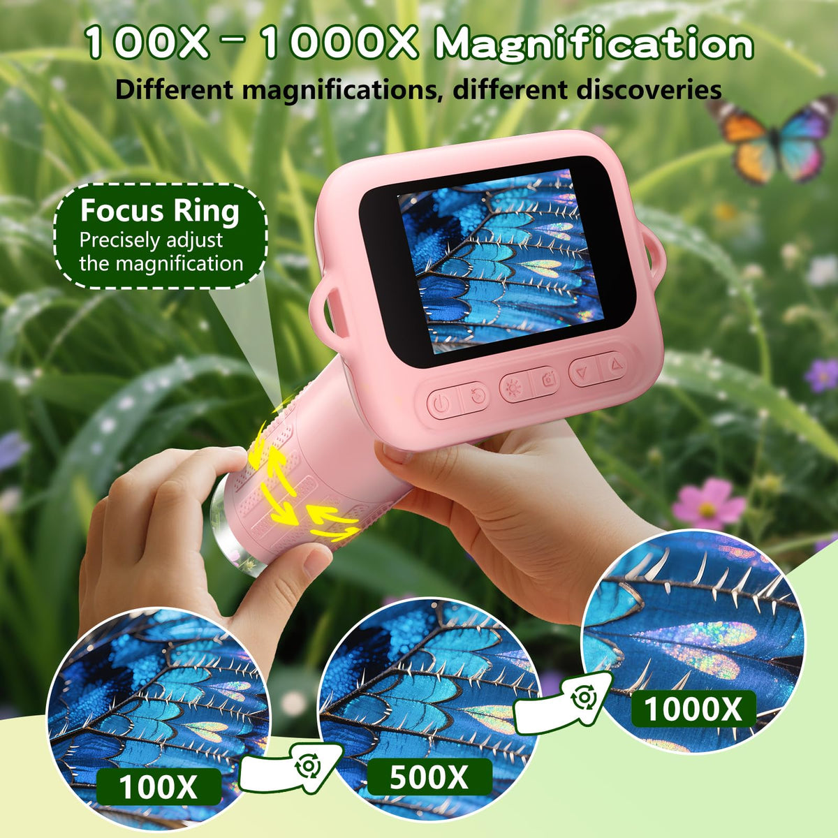 Portable handle and lanyard on the Odatay microscope support easy carrying