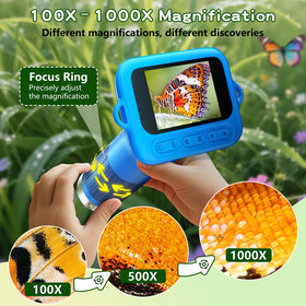 Odatay Kids Microscope's portable design fits small hands for on-the-go learning.