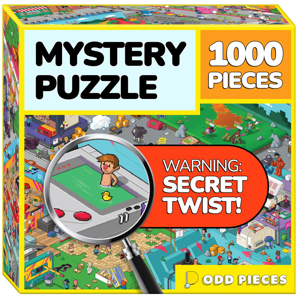 Odd Pieces glitch box art tease hinting a hidden ending and mystery