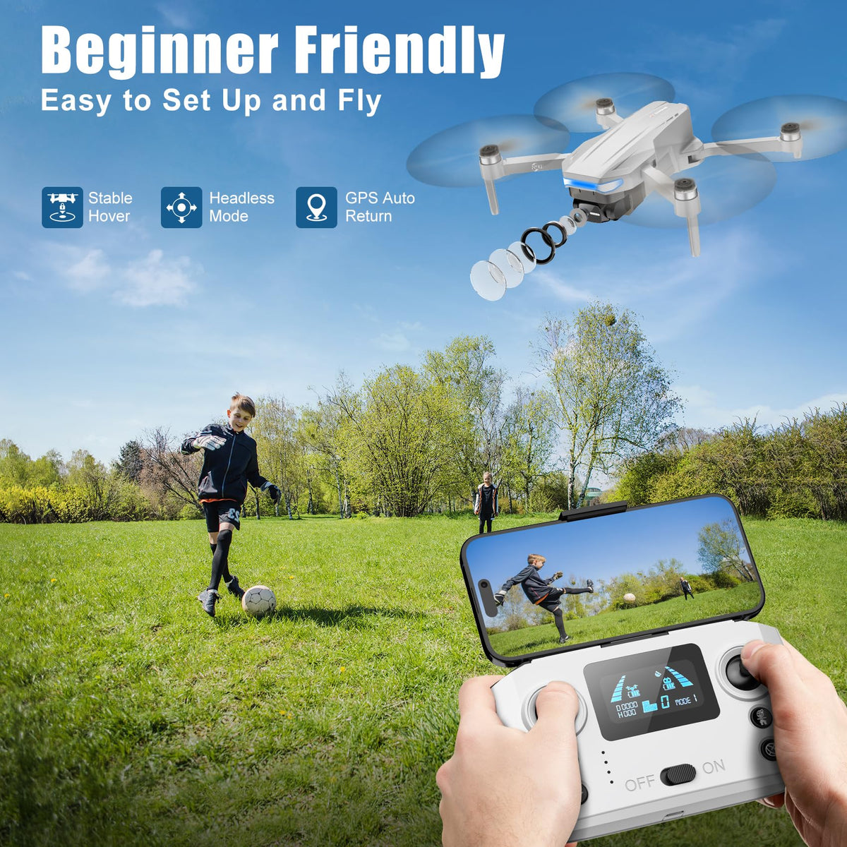 Oddire drone with two batteries extends flight time up to 48 minutes