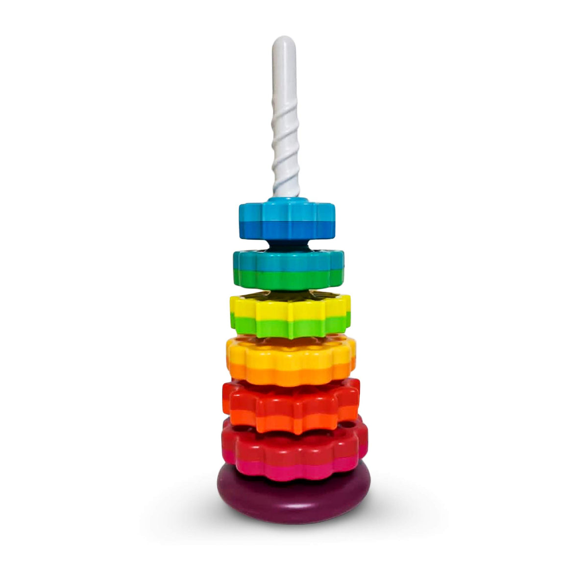 ODELA base purple with stacked discs; stable learning station for toddlers.
