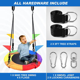 Odoland swing showing 360 degree rotation for knot free hanging and flexible setup